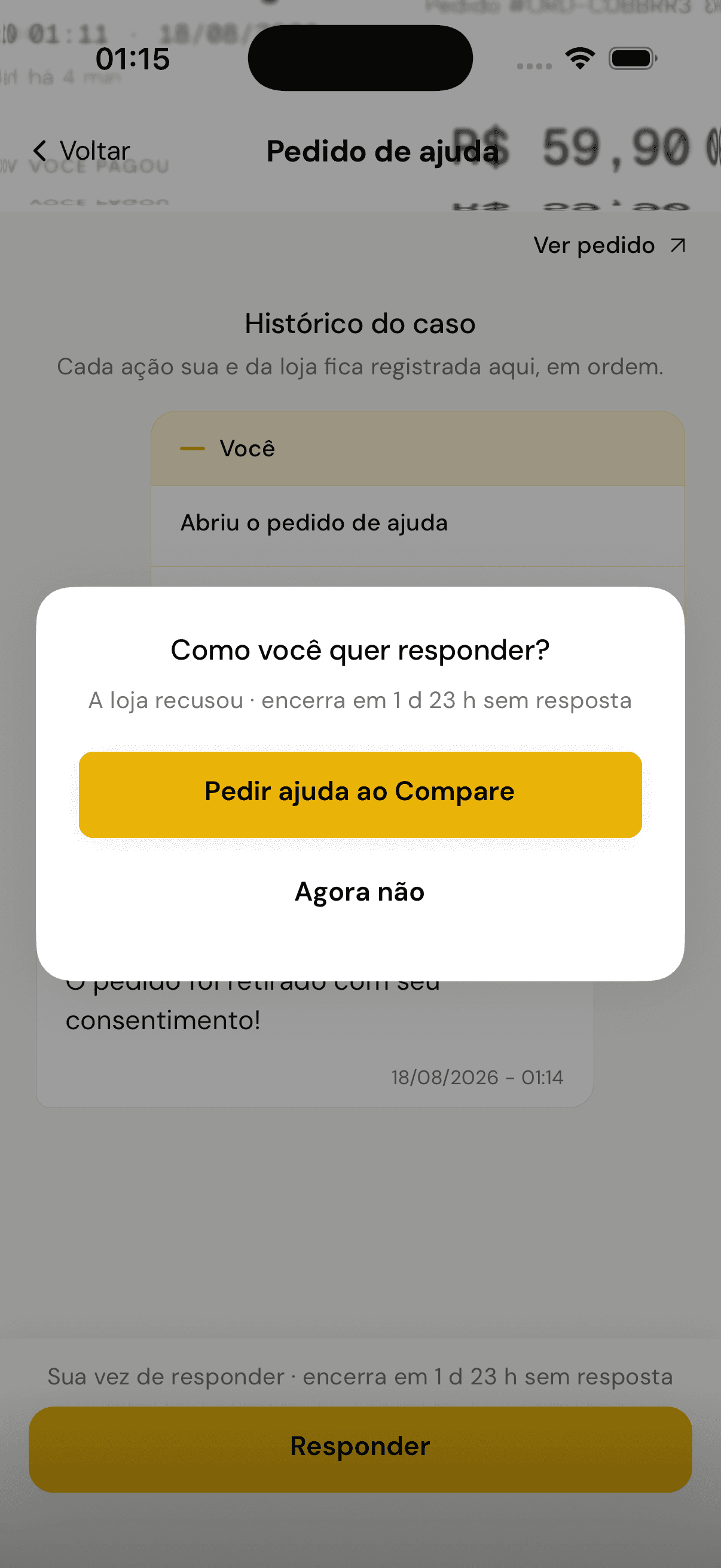 Cliente pode pedir ajuda ao Compare depois da recusa da loja